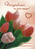 Им Открытка БРБ-028ст Поздравляю от всего сердца! /тюльпаны, двойная, с конвертом/
