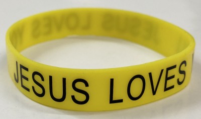 Браслет силиконовый Ева "Jesus loves you" желтый